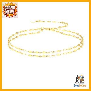 Layered 14k Gold Anklet Elegant Minimal Chic Y2K Style Spring Ring Clasp